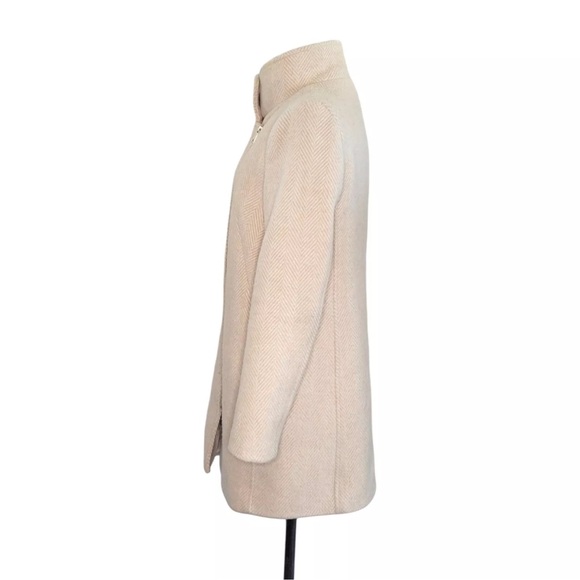 Loft Herringbone Cream Moto Pea Wool Winter Coat size Medium. Good condition - Picture 7 of 14